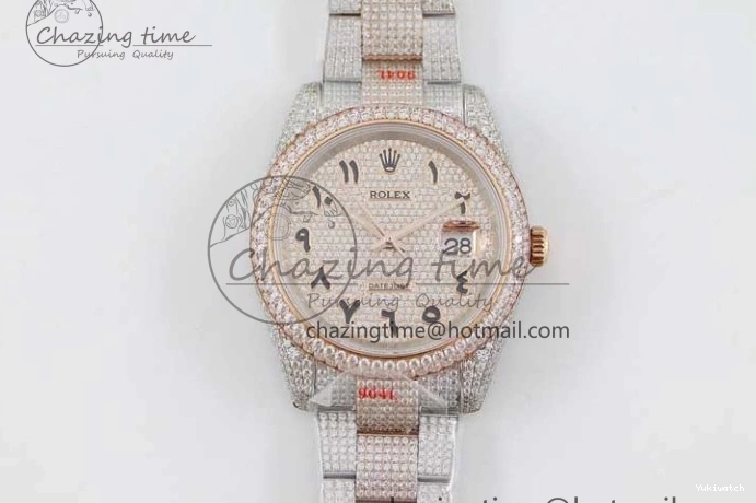 Markers Dial SS Edition A2824 Best Arabic Full on RG 41 Diamonds Bracelet TWF 1:1 Datejust 0313